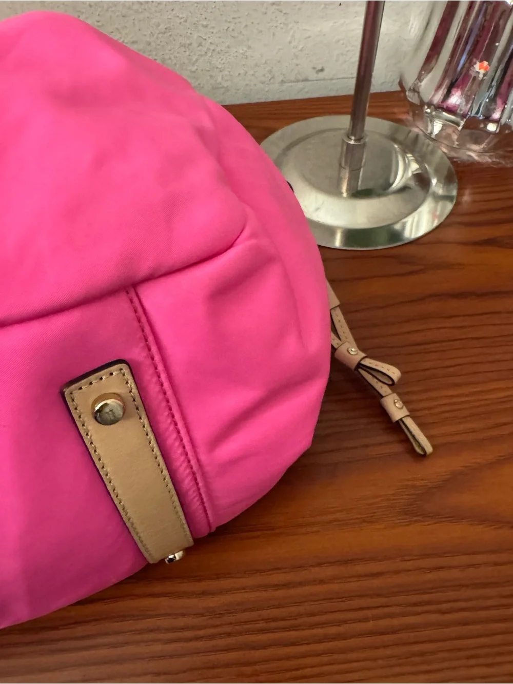 kate spade Bright Pink Nylon Tote with Cream Handles